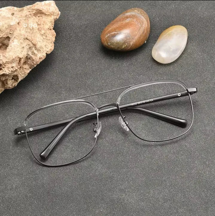 Men’s Clear Lens Retro Eyeglasses – Metal Frame