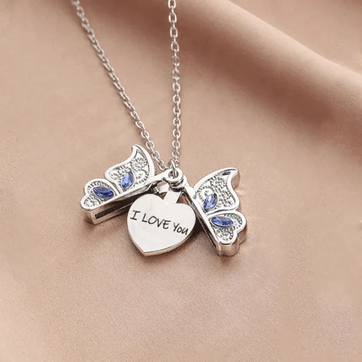 Butterfly Heart Locket Necklace – I Love You