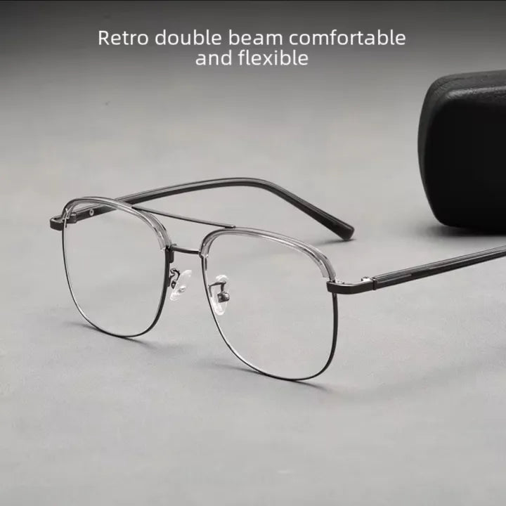 Men’s Clear Lens Retro Eyeglasses – Metal Frame