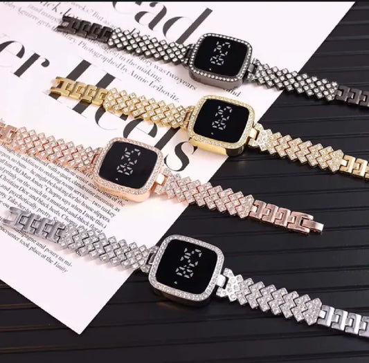 Elegant Diamond LED Watch for Girls