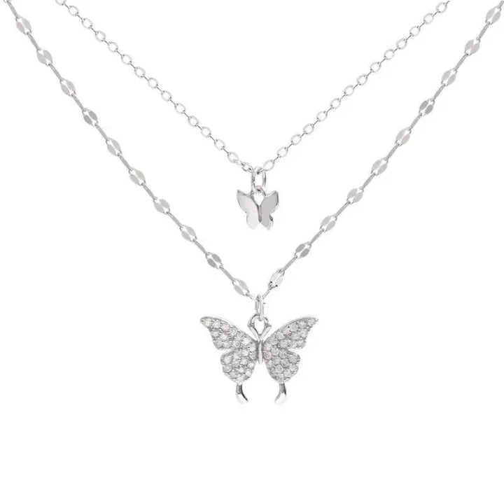 Silver Butterfly Pendant & Chain Necklace