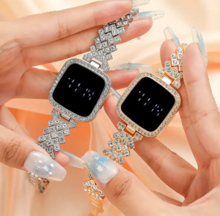 Elegant Diamond LED Watch for Girls