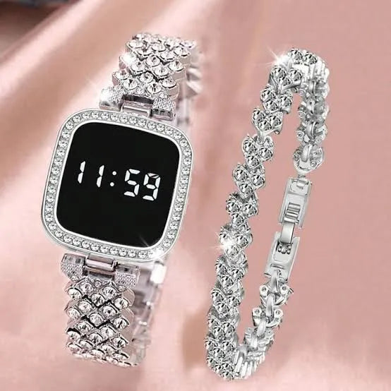 Elegant Diamond LED Watch for Girls