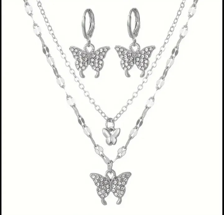 Silver Butterfly Pendant & Chain Necklace
